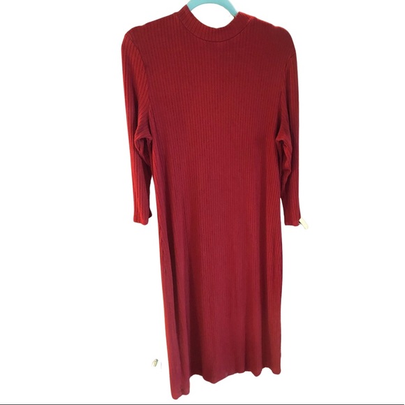 Red MIDI Dress, mock neck, long sleeve XL - Picture 2 of 2